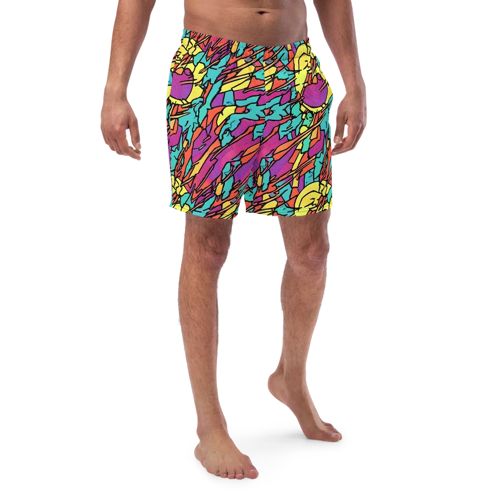 Kaleidoscope Crash on Swim Trunks — Front