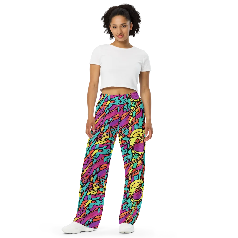 Kaleidoscope Crash on Wide-Leg Pants — Front