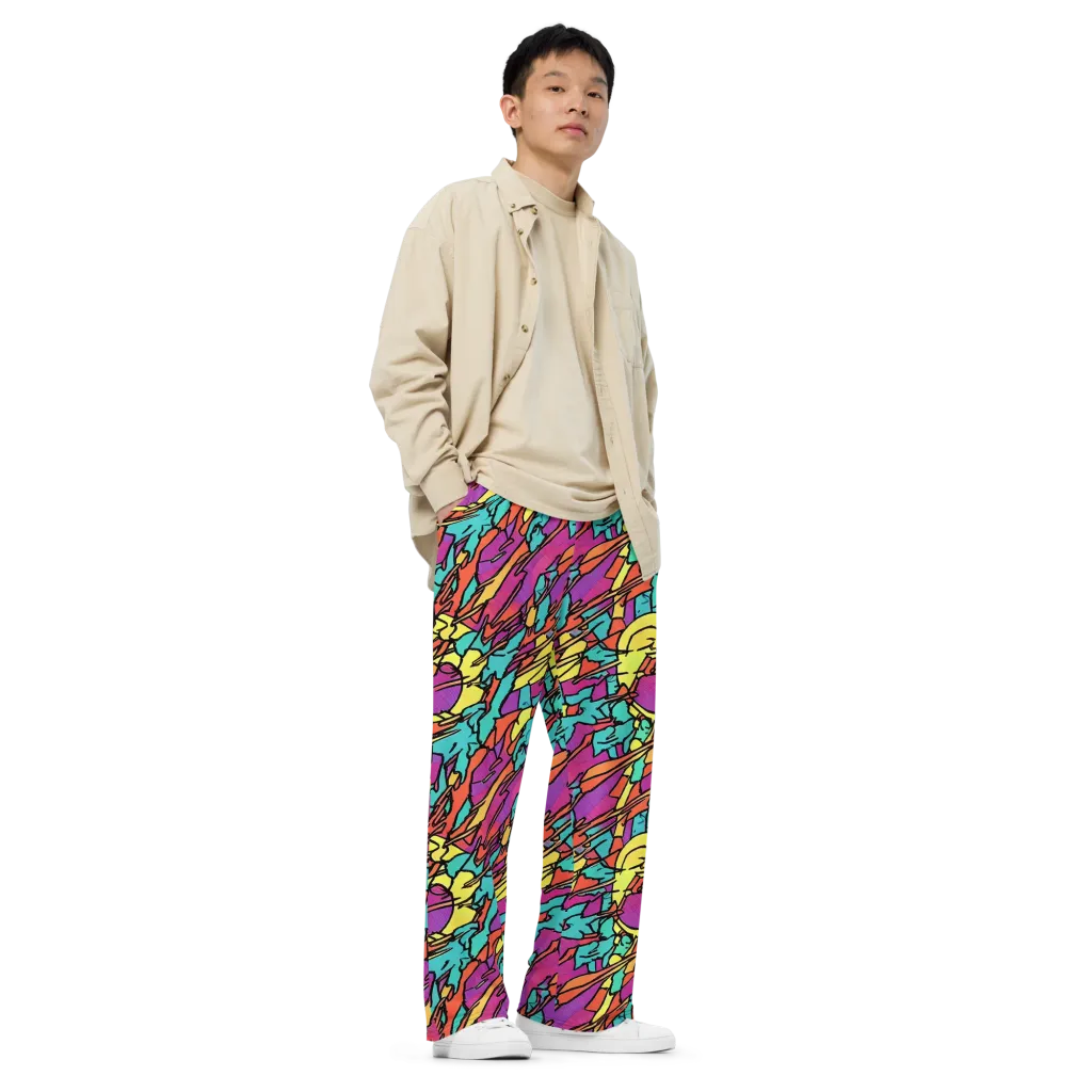 Kaleidoscope Crash on Wide-Leg Pants — Right Front