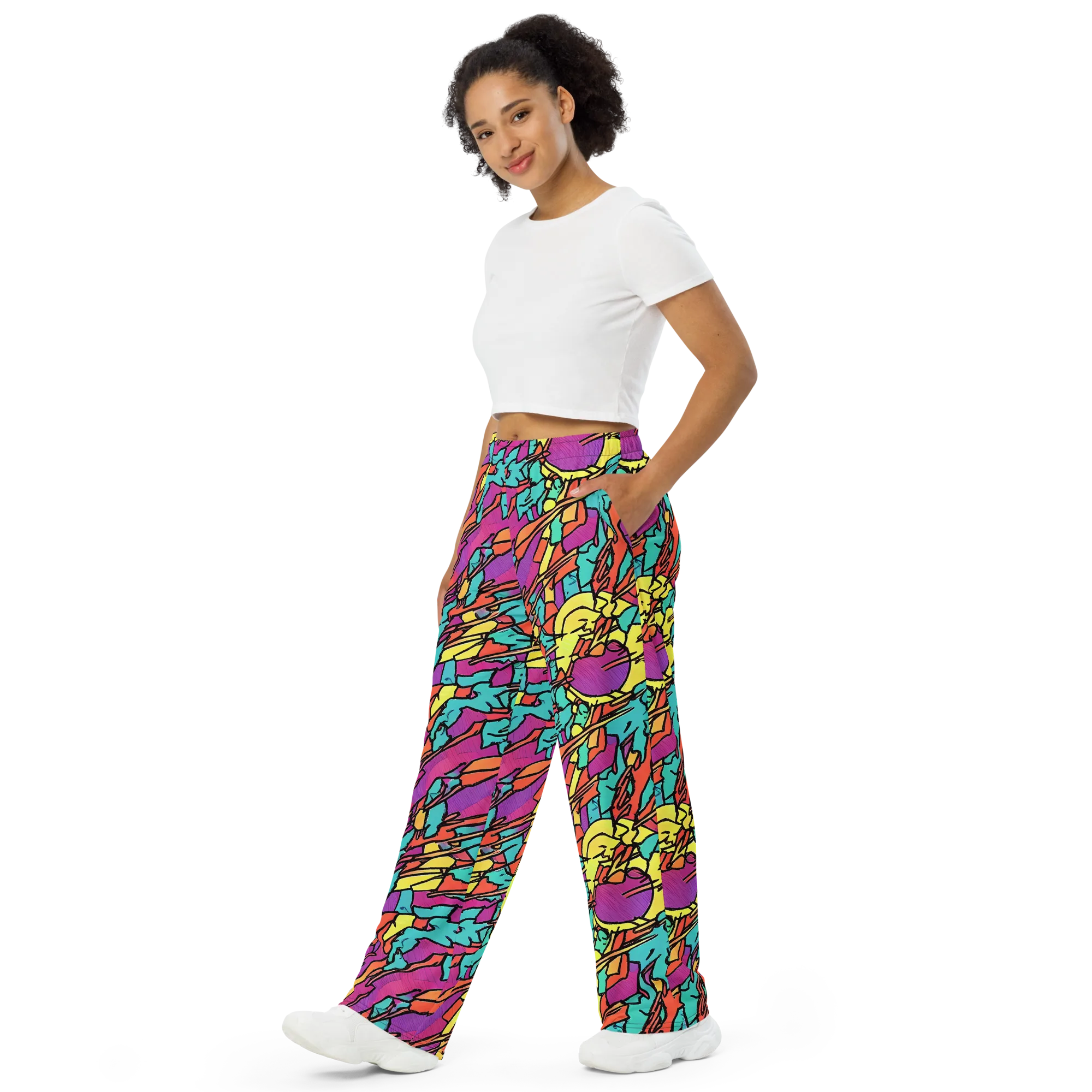 Kaleidoscope Crash on Wide-Leg Pants — Left Front