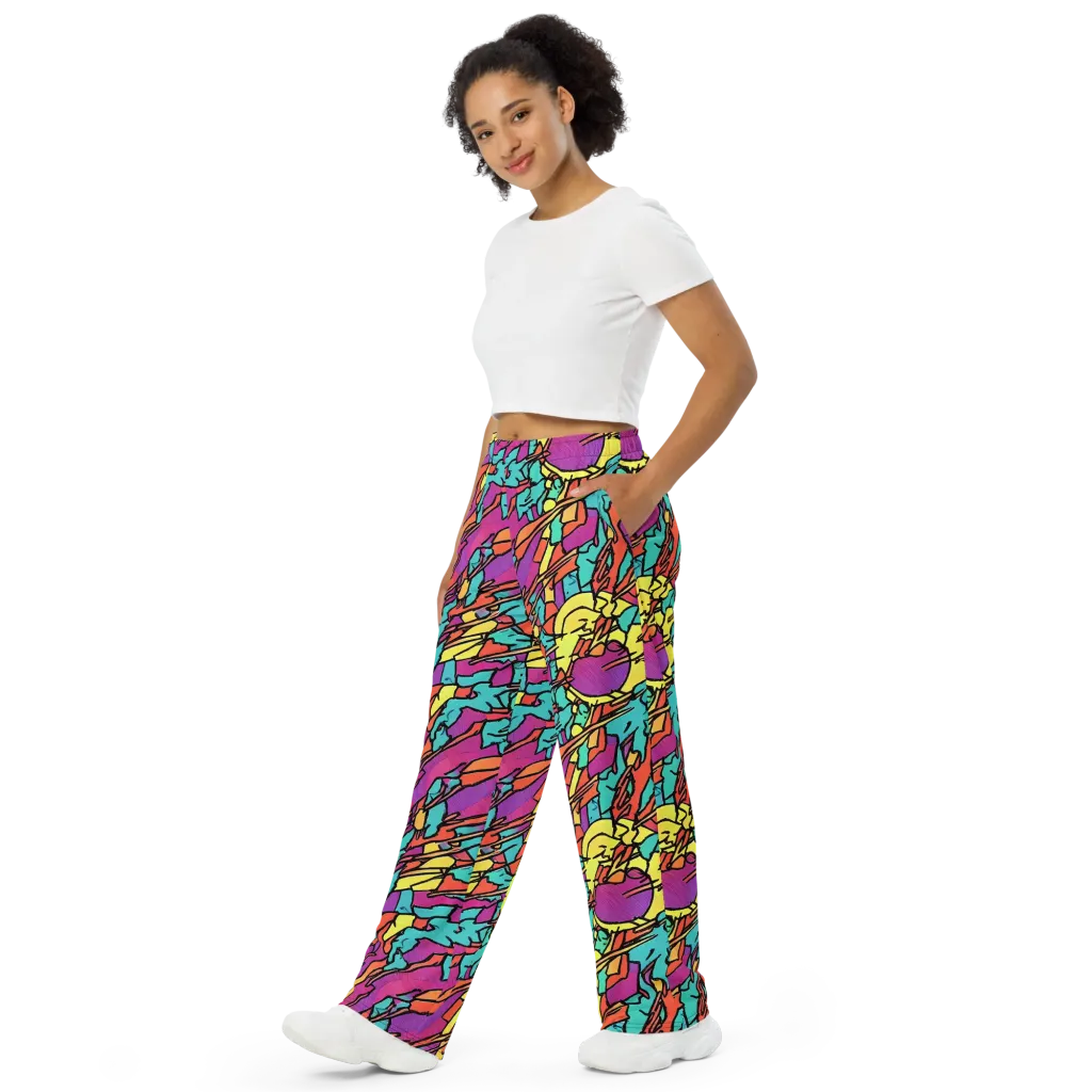 Kaleidoscope Crash on Wide-Leg Pants — Left Front