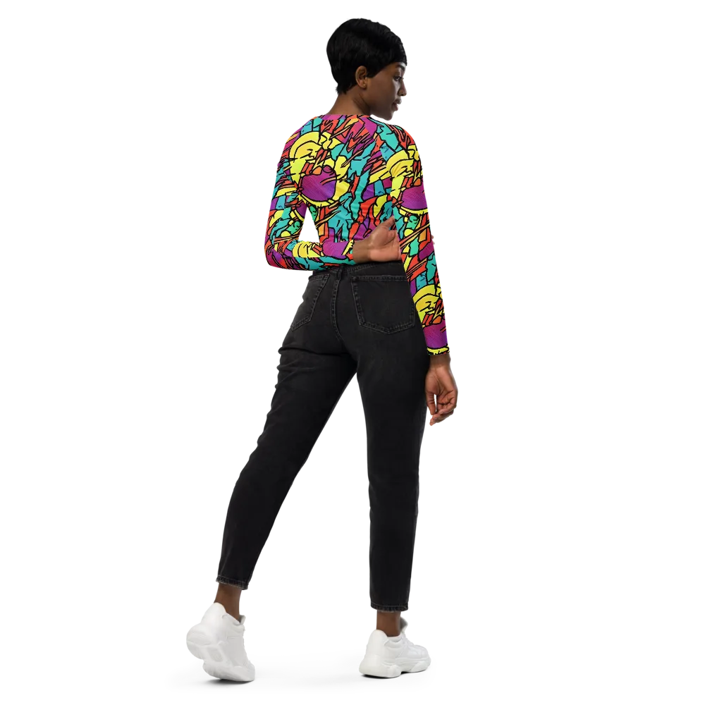 Kaleidoscope Crash on Long Sleeve Crop Top — Right Back
