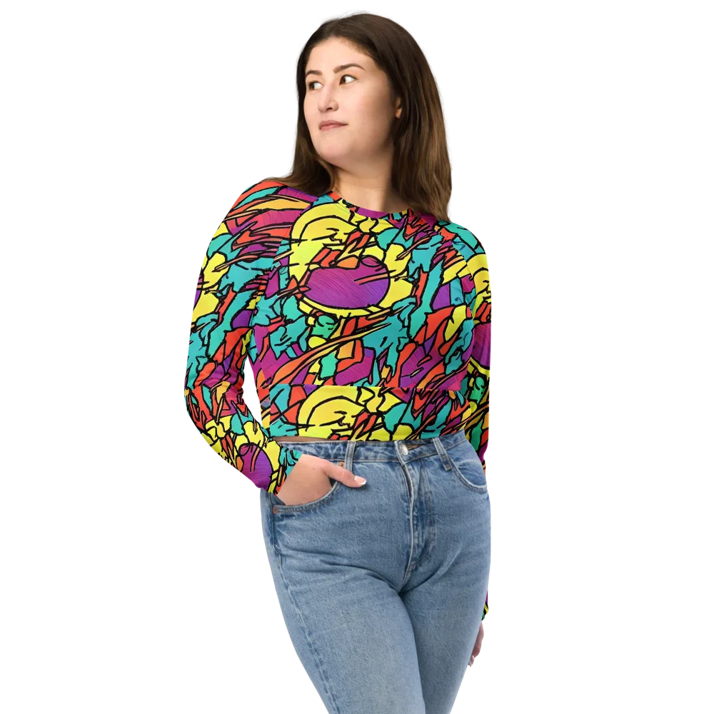 Kaleidoscope Crash on Long Sleeve Crop Top — Front