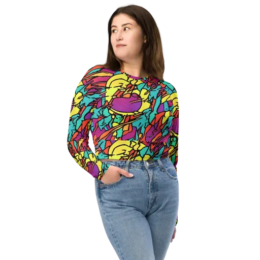 Kaleidoscope Crash on a Long Sleeve Crop Top
