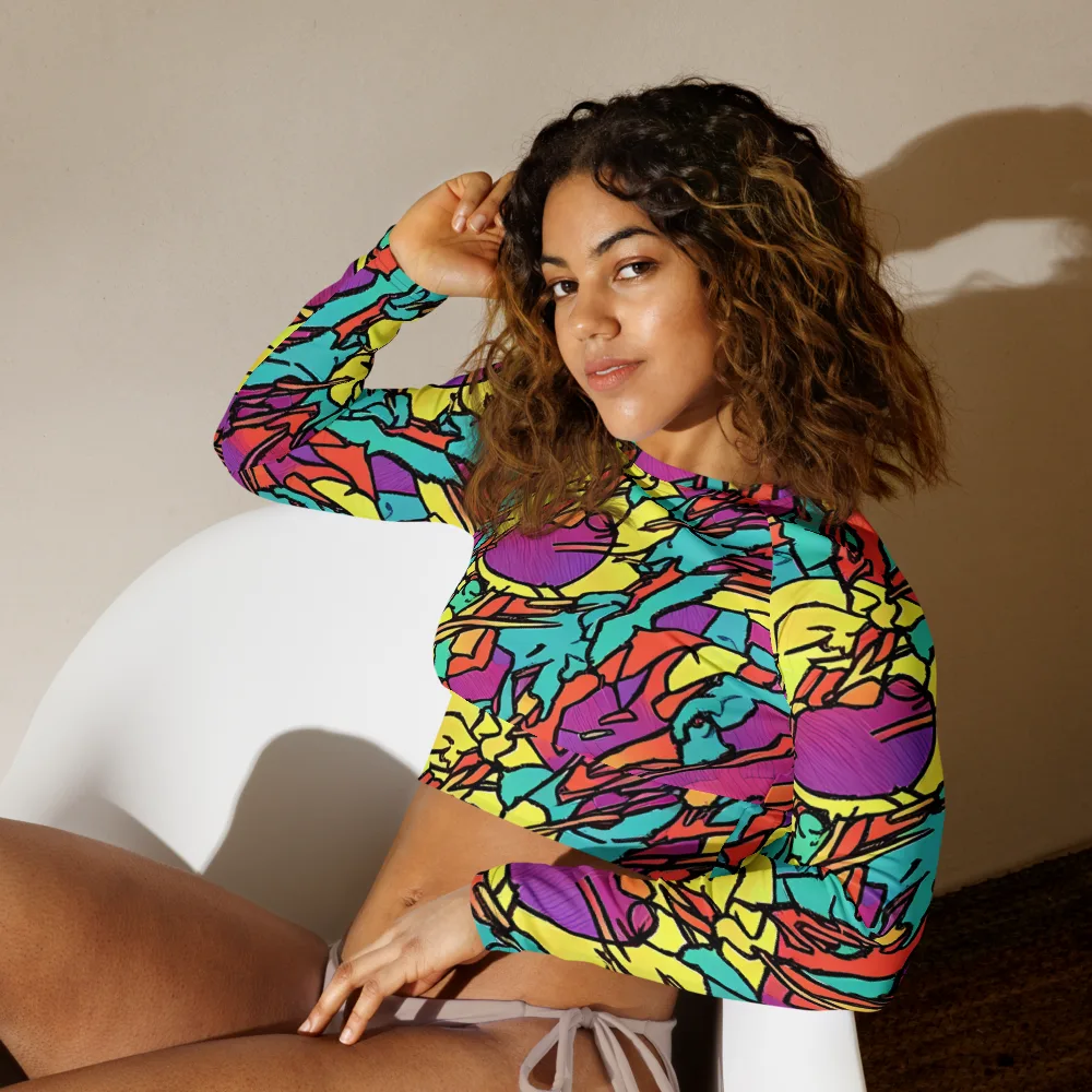 Kaleidoscope Crash on Long Sleeve Crop Top — Left Front