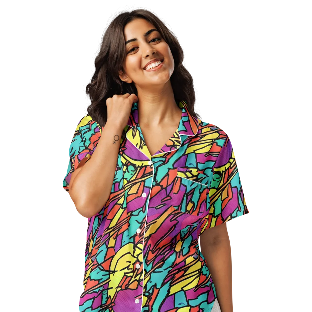 Kaleidoscope Crash on Women's Short Sleeve Pajama Top — Front