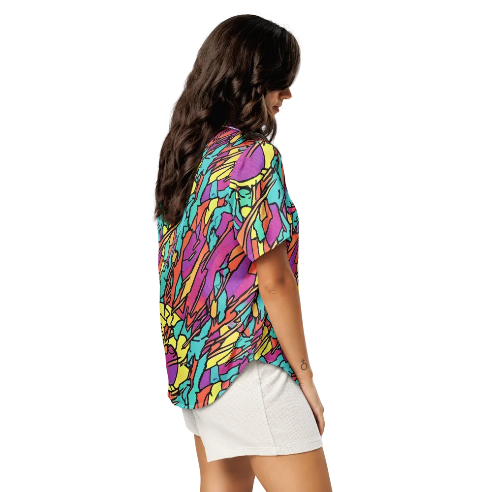 Kaleidoscope Crash on Women's Short Sleeve Pajama Top — Right Back