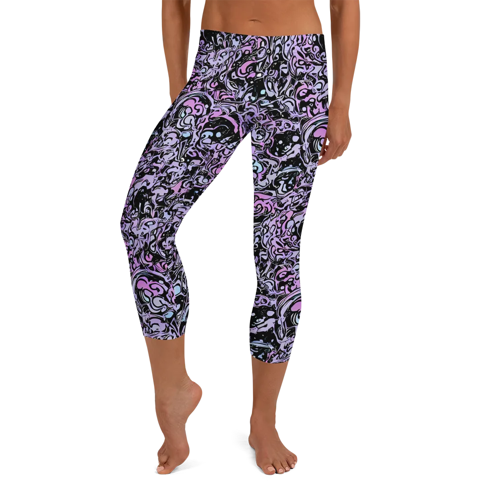 Ultraviolet Riddle on Capri Leggings — Front