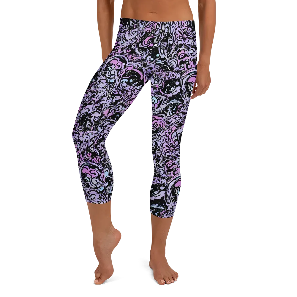 Ultraviolet Riddle on Capri Leggings — Front