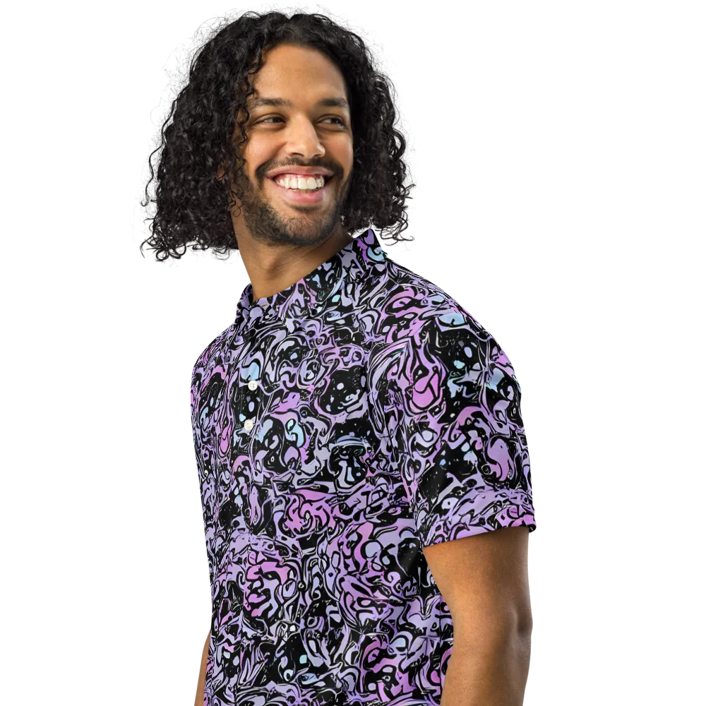 Ultraviolet Riddle on Men's Slim Fit Polo Shirt — Left Front