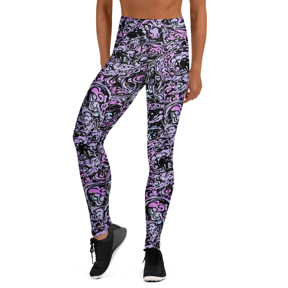 Ultraviolet Riddle on Yoga Leggings — Front