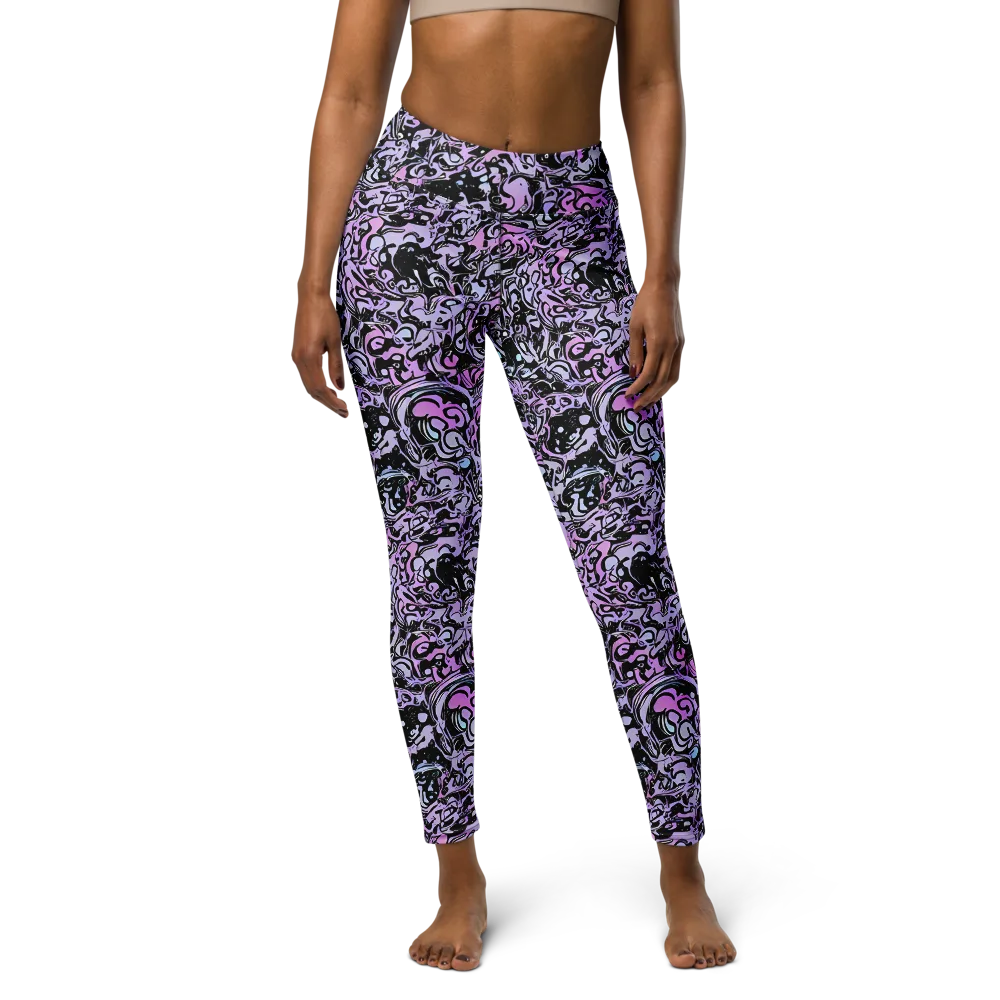 Ultraviolet Riddle on Yoga Leggings — Front