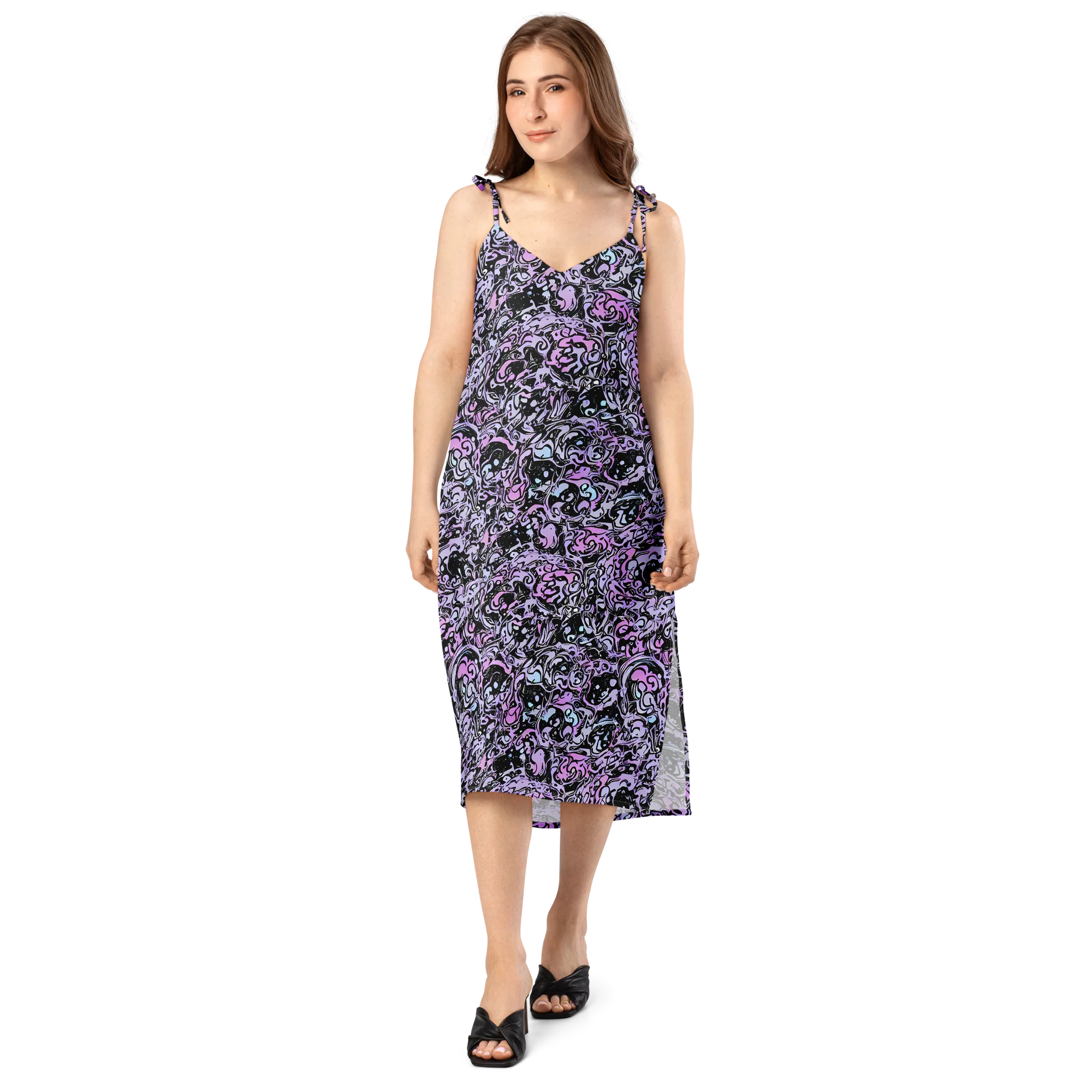 Ultraviolet Riddle on Slip Dress — Front
