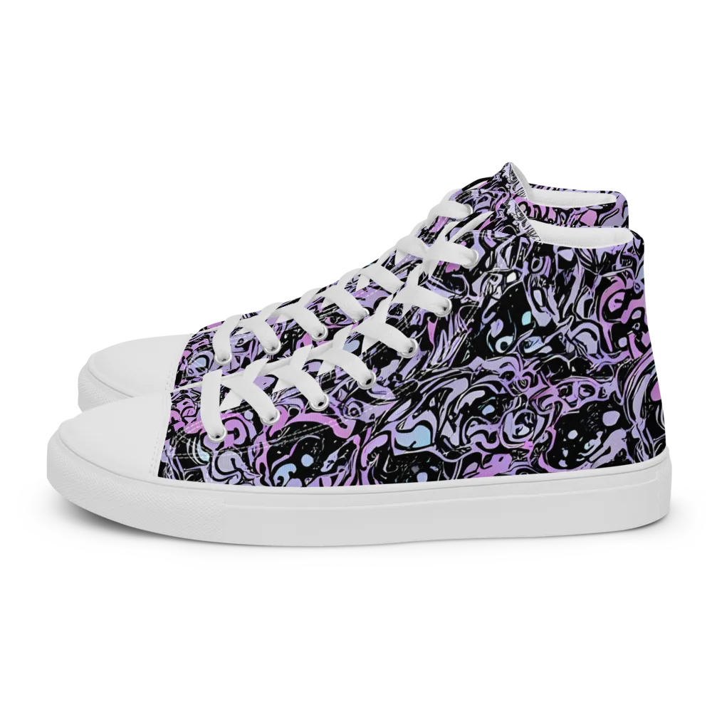 Ultraviolet Riddle on Men's High Top Canvas Shoes — Left
