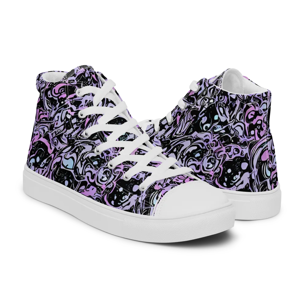 Ultraviolet Riddle on Men's High Top Canvas Shoes — Right
