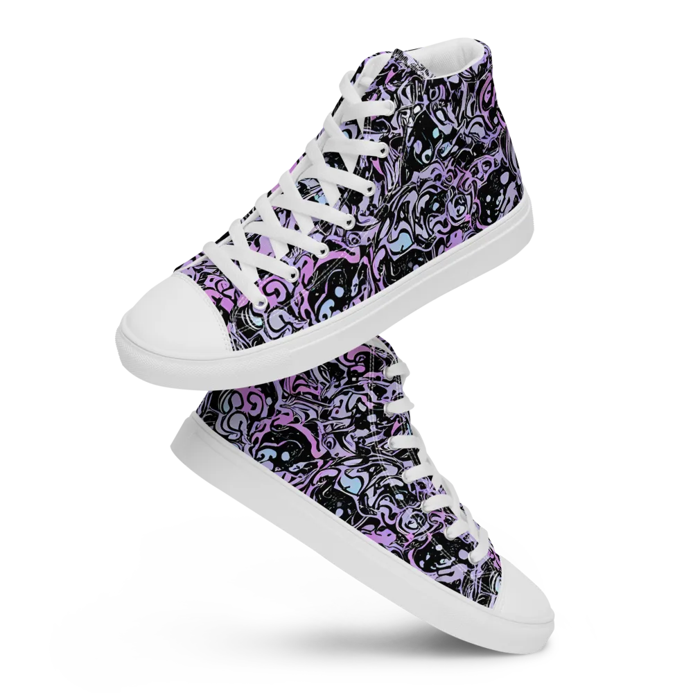 Ultraviolet Riddle on Men's High Top Canvas Shoes — Front