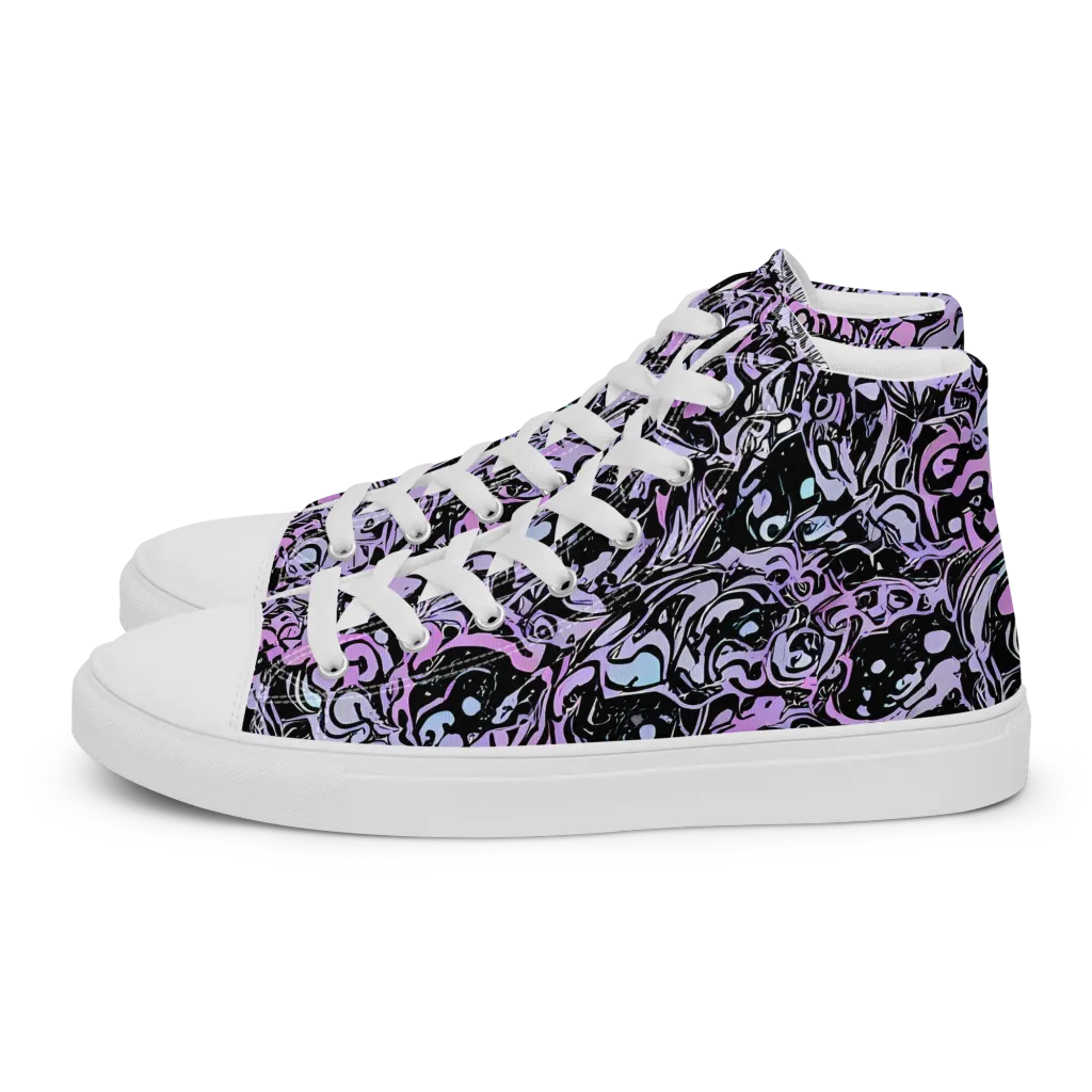 Ultraviolet Riddle on Women's High Top Canvas Shoes — Left