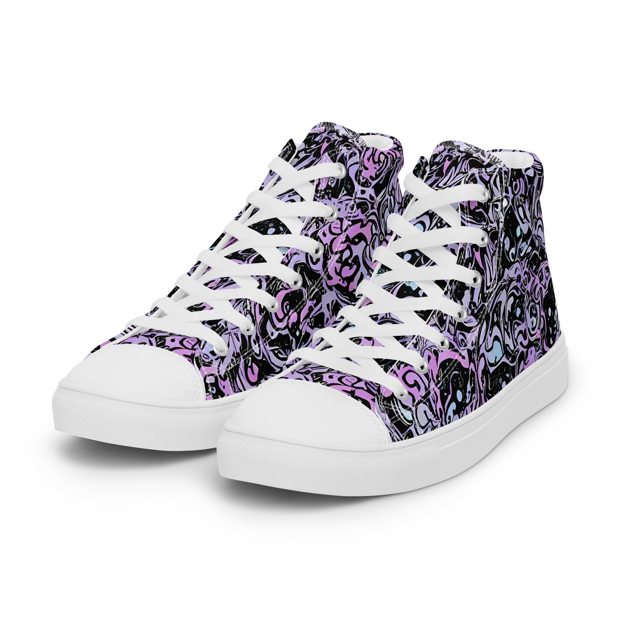 Ultraviolet Riddle on Women's High Top Canvas Shoes — Left Front