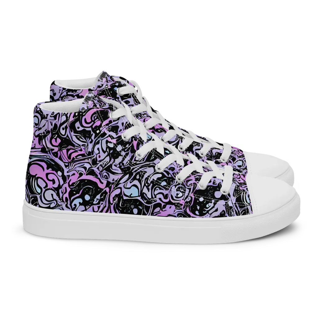 Ultraviolet Riddle on Women's High Top Canvas Shoes — Right