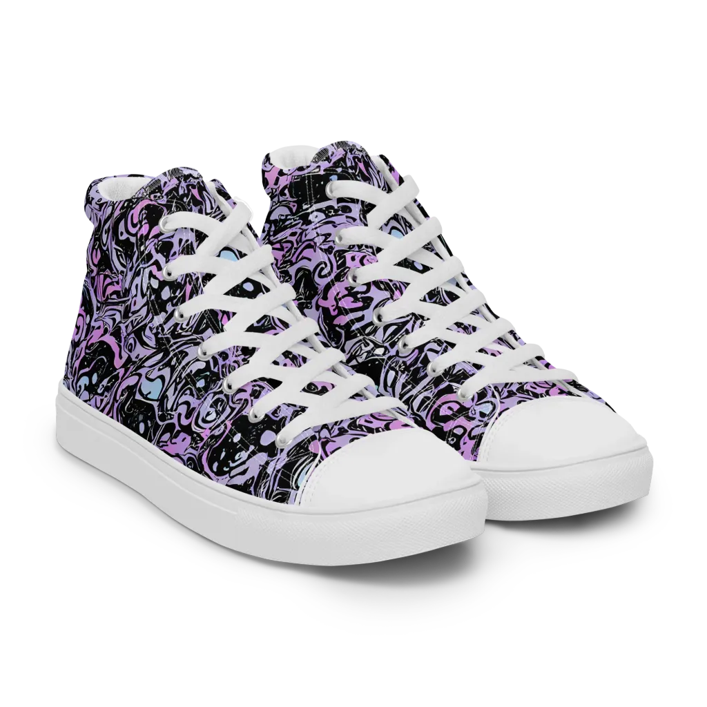 Ultraviolet Riddle on Women's High Top Canvas Shoes — Right Front