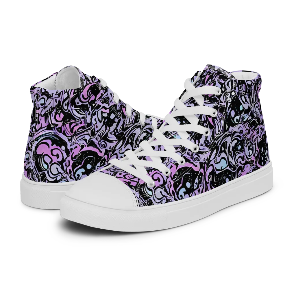 Ultraviolet Riddle on Women's High Top Canvas Shoes — Left