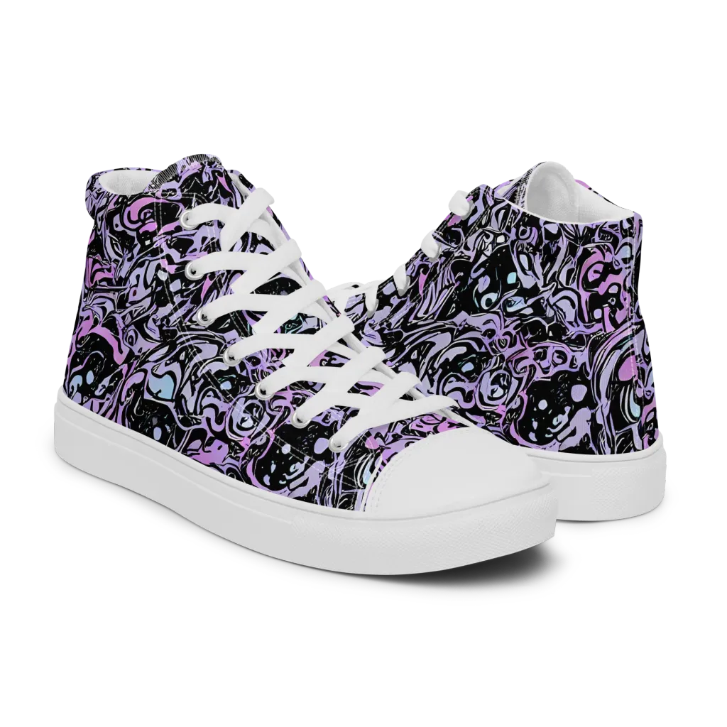 Ultraviolet Riddle on Women's High Top Canvas Shoes — Right