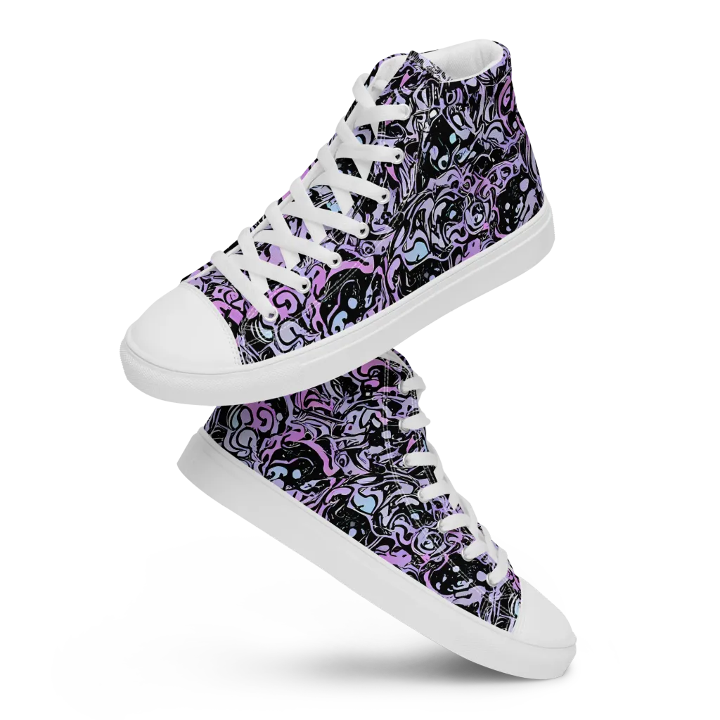 Ultraviolet Riddle on Women's High Top Canvas Shoes — Front