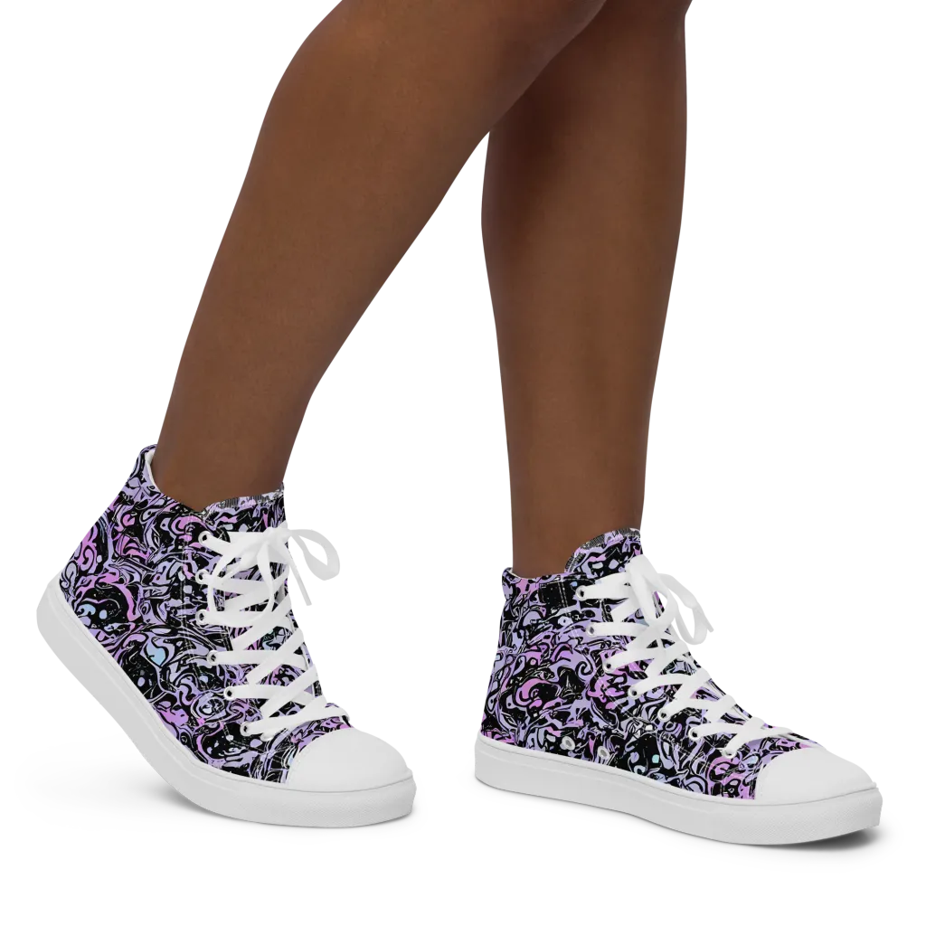 Ultraviolet Riddle on Women's High Top Canvas Shoes — Right
