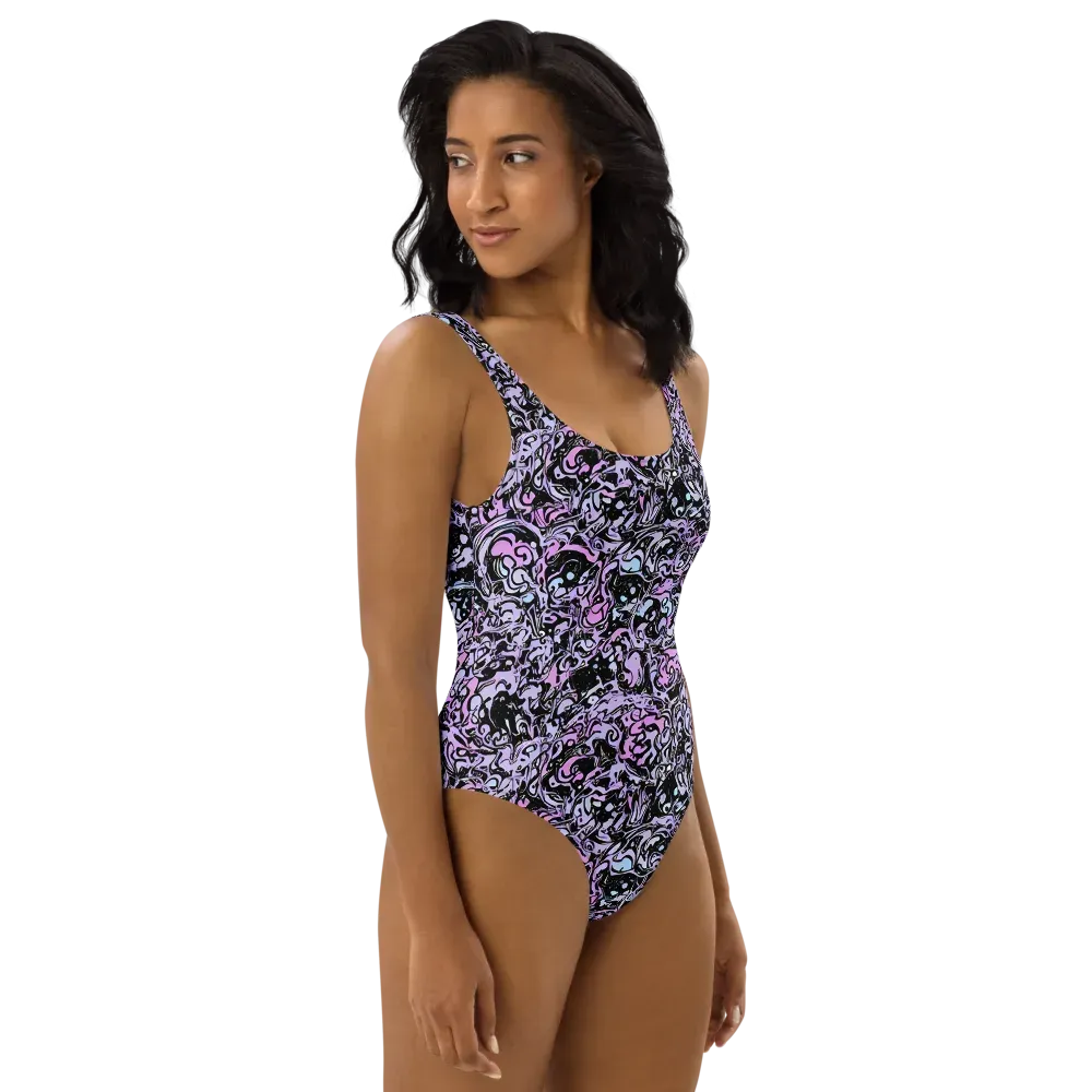 Ultraviolet Riddle on One-Piece Swimsuit — Right