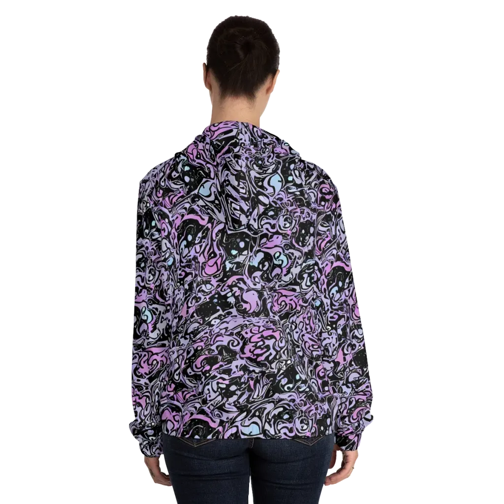 Ultraviolet Riddle on Women's Full-Zip Hoodie — Back On Person