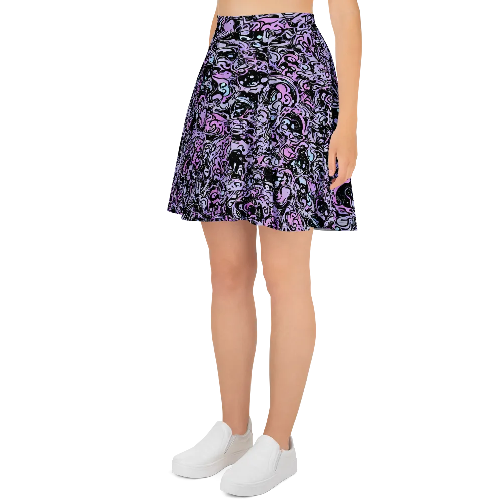 Ultraviolet Riddle on Skater Skirt — Left
