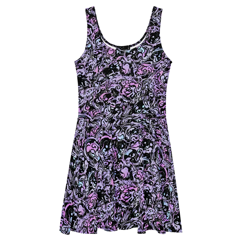 Ultraviolet Riddle on Skater Dress — Front