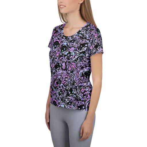 Ultraviolet Riddle on a Women's Athletic T-Shirt