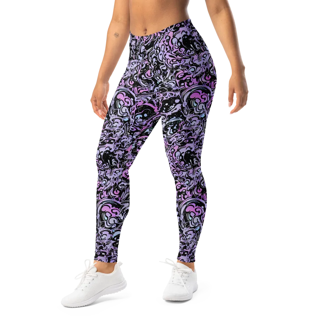 Ultraviolet Riddle on Leggings — Left Front