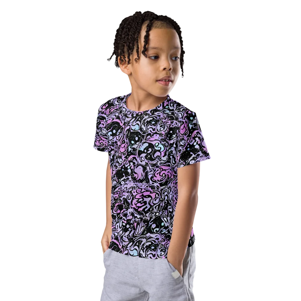 Ultraviolet Riddle on Kids Crew Neck T-Shirt — Left Front