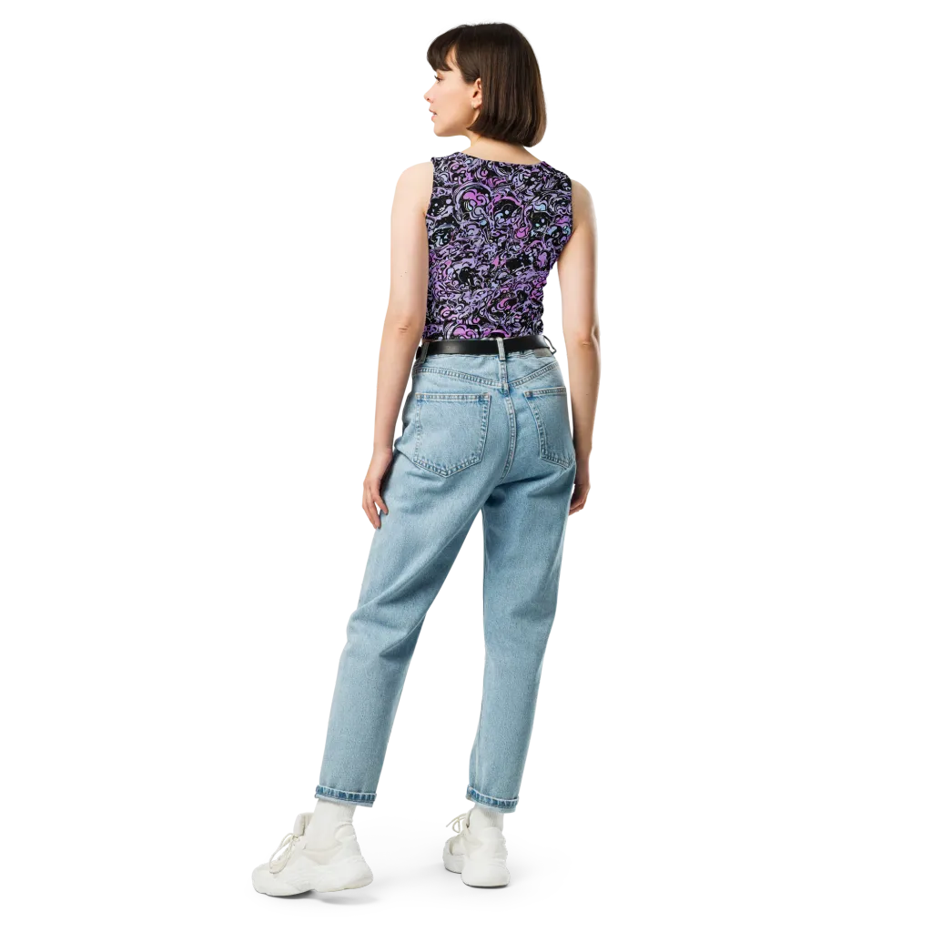 Ultraviolet Riddle on Crop Top — Back