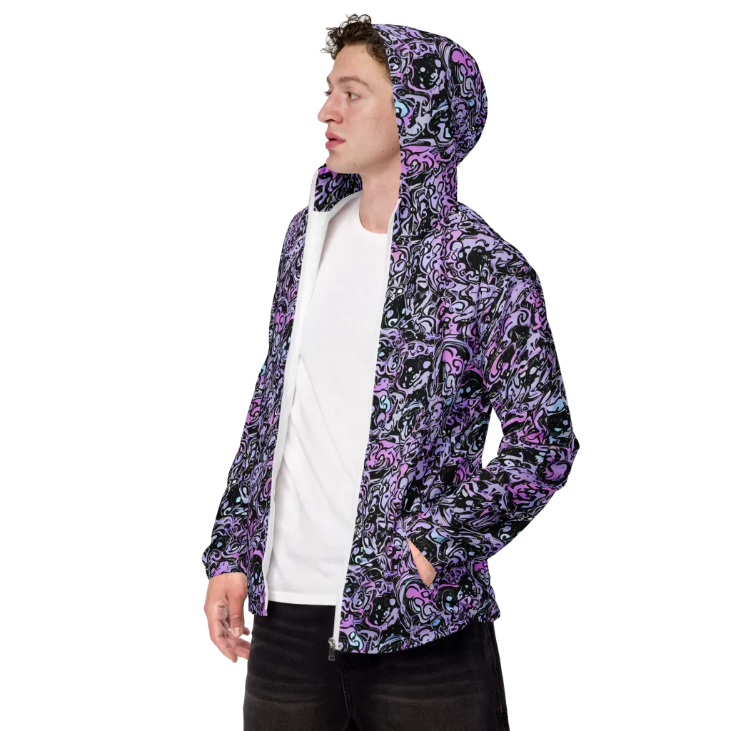 Ultraviolet Riddle on Men's Windbreaker — Left Front