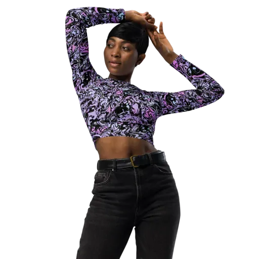 Ultraviolet Riddle on a Long Sleeve Crop Top