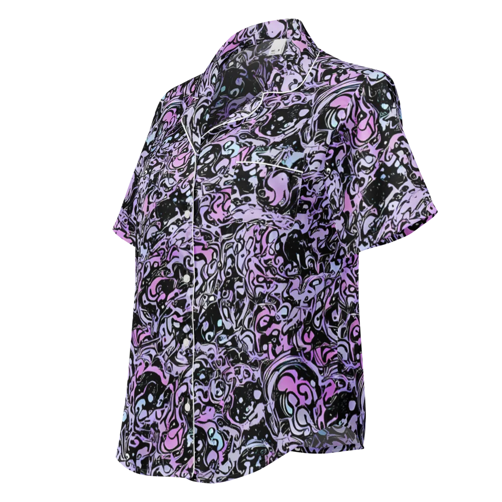 Ultraviolet Riddle on Women's Short Sleeve Pajama Top — Left Front