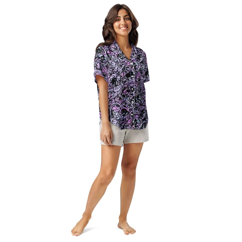 Ultraviolet Riddle on Women's Short Sleeve Pajama Top — Front