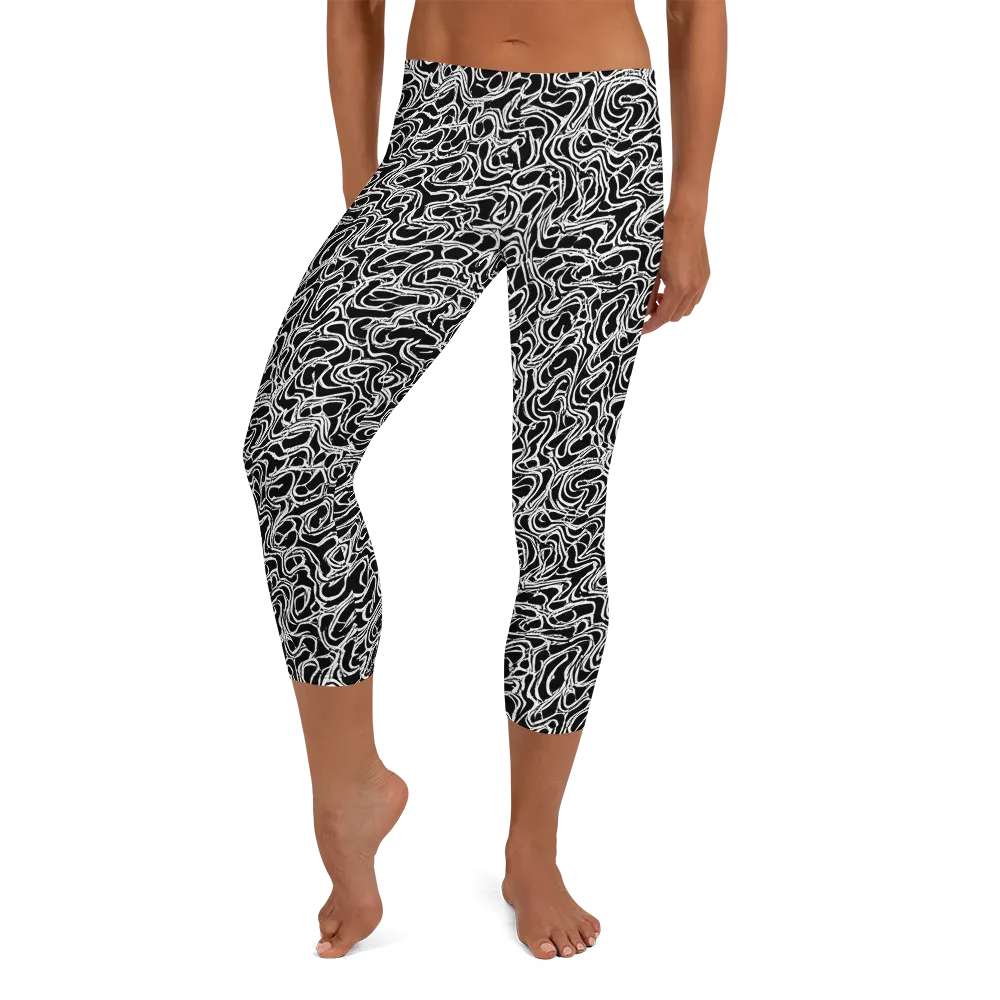 Inkstorm Labyrinth on Capri Leggings — Front