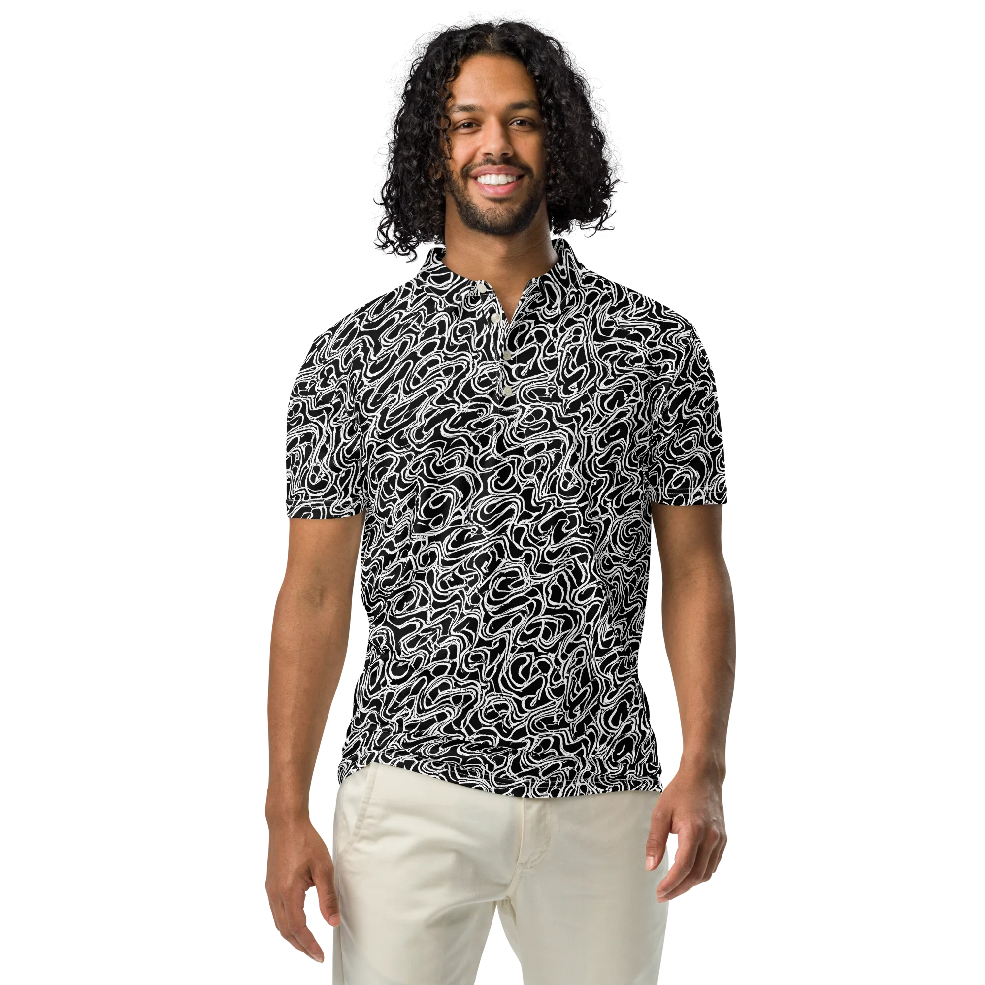 Inkstorm Labyrinth on Men's Slim Fit Polo Shirt — Front