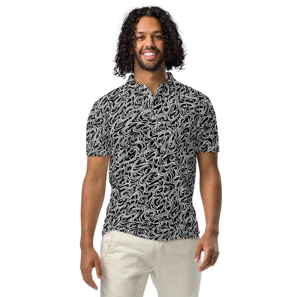 Inkstorm Labyrinth on Men's Slim Fit Polo Shirt — Front