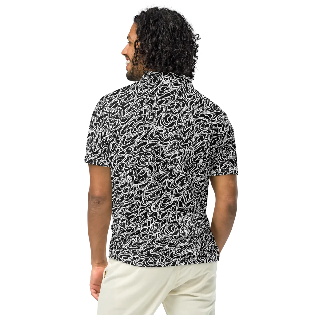 Inkstorm Labyrinth on Men's Slim Fit Polo Shirt — Back