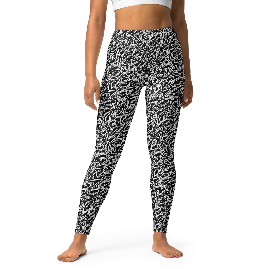Inkstorm Labyrinth on Yoga Leggings — Front