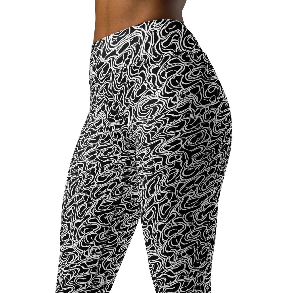 Inkstorm Labyrinth on Yoga Leggings — Left Front