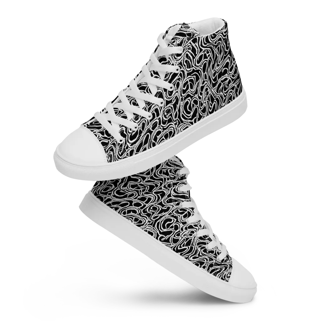 Inkstorm Labyrinth on Women's High Top Canvas Shoes — Front