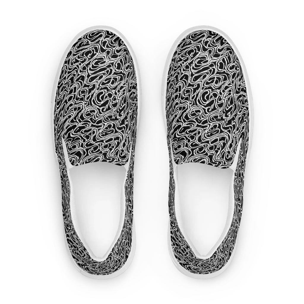 Inkstorm Labyrinth on Men's Slip-On Canvas Shoes — Front