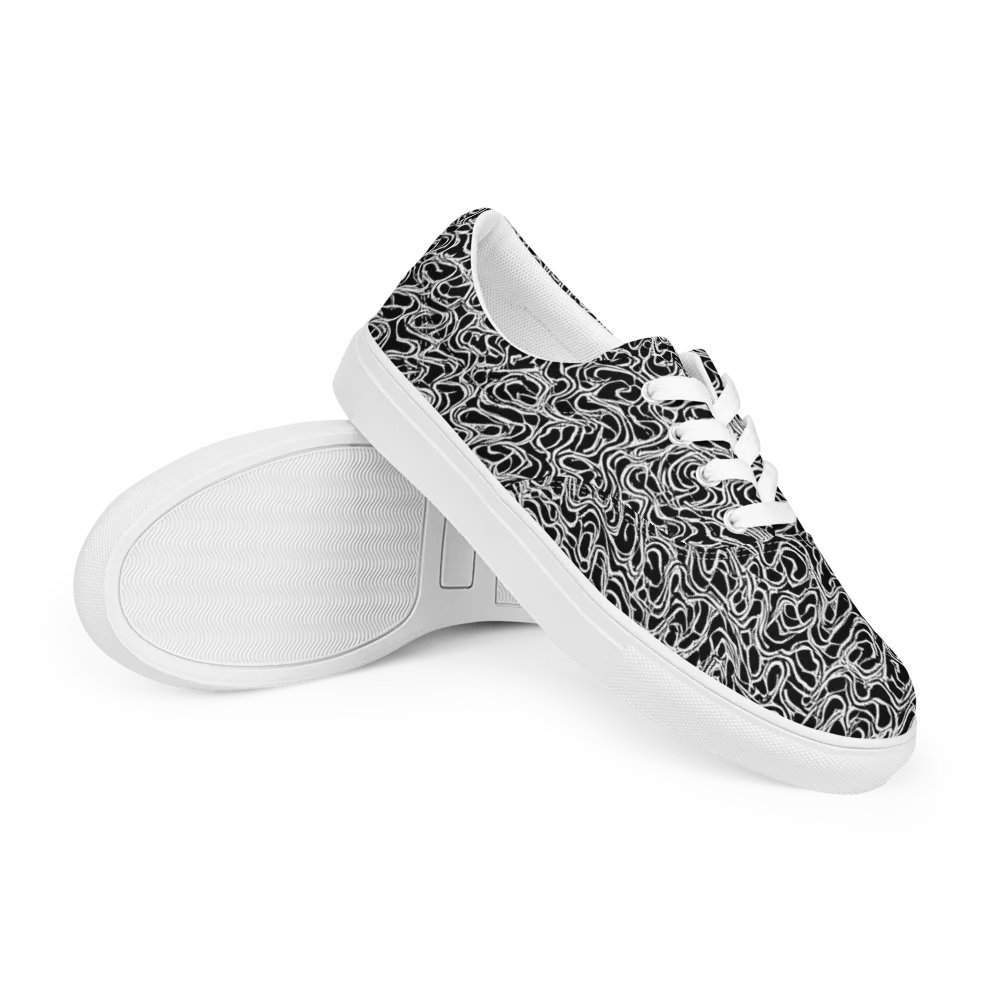 Inkstorm Labyrinth on Men's Lace-Up Canvas Shoes — Right Front