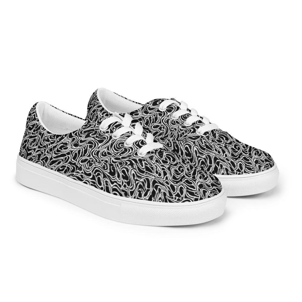 Inkstorm Labyrinth on Men's Lace-Up Canvas Shoes — Right Front
